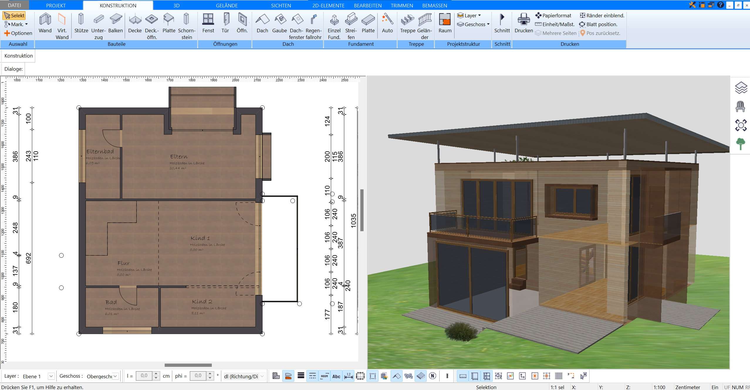 Mit dem Plan7Architekt erstellter Grundriss