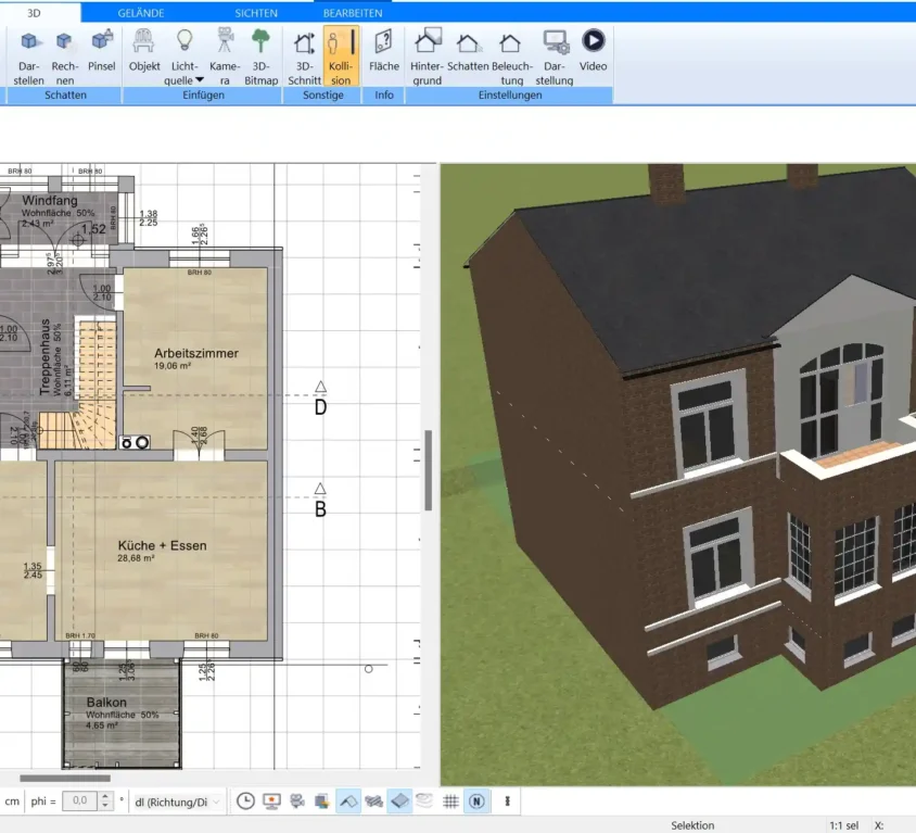 Mit dem Plan7Architekt können Häuser mit und ohne Keller geplant werden