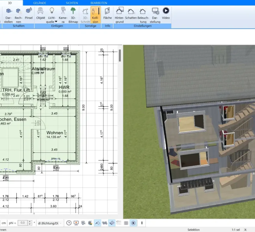 Mit dem Plan7Architekt können Häuser sowohl aus Holz als auch aus Stein geplant werden