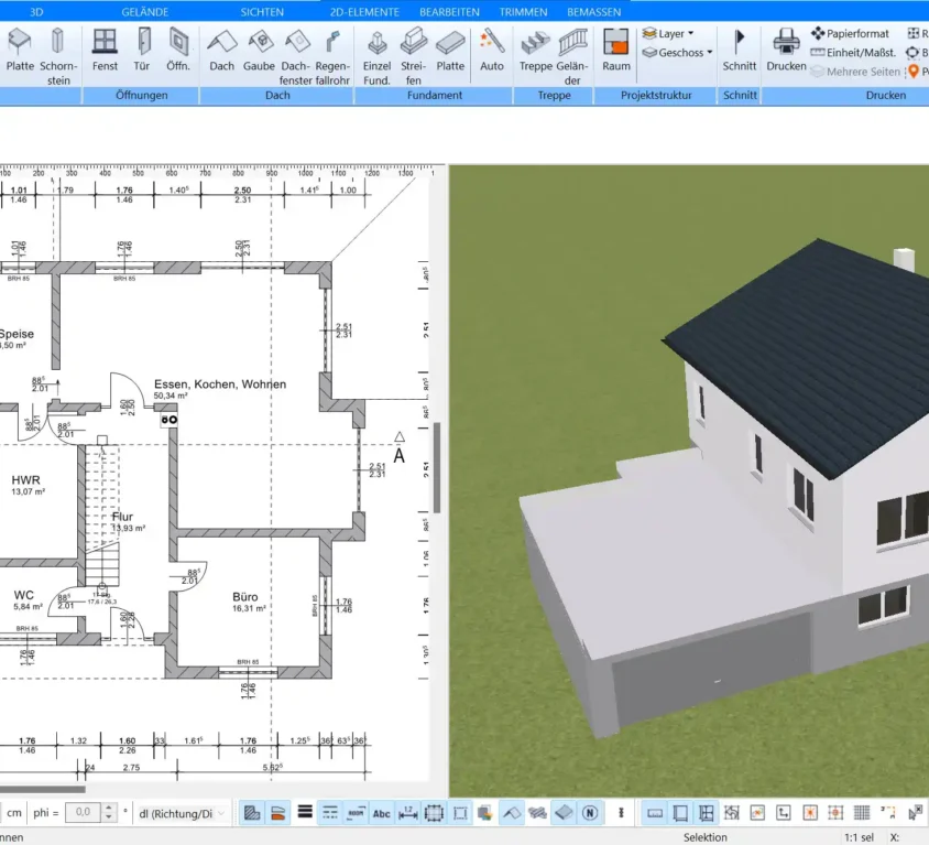 Mit dem Plan7Architekt können Sie beim Hausbau selber Vorarbeit leisten und mit dem Architekten zusammenarbeiten