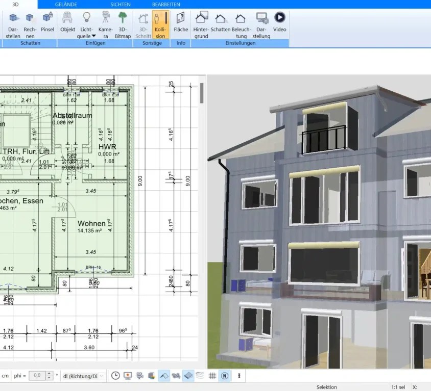 Mit dem Plan7Architekt lässt sich das Einfamilienhaus zum Mehrfamilienhaus nach deutschen Baustandards planen