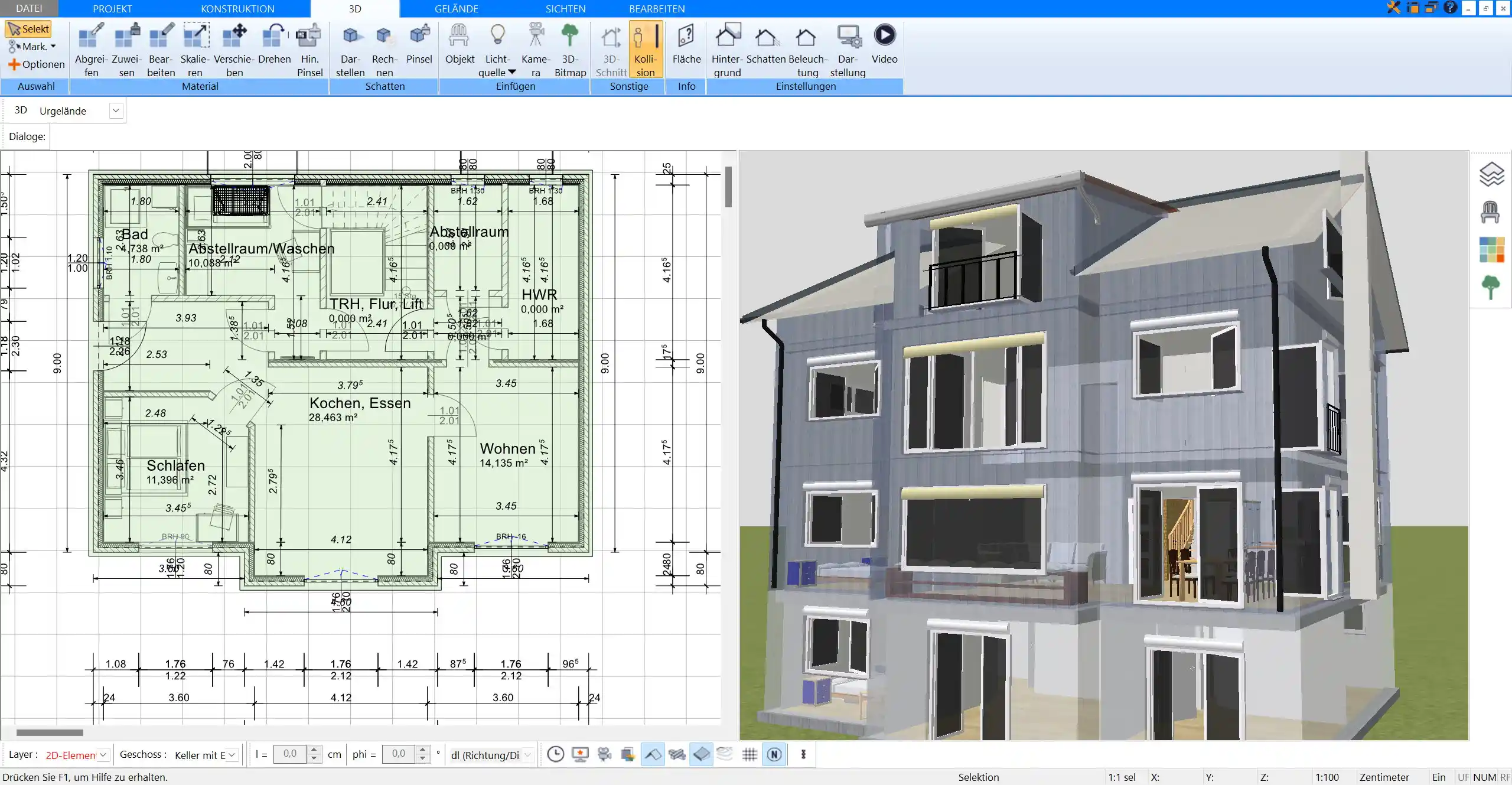 Mit dem Plan7Architekt lässt sich das Einfamilienhaus zum Mehrfamilienhaus nach deutschen Baustandards planen