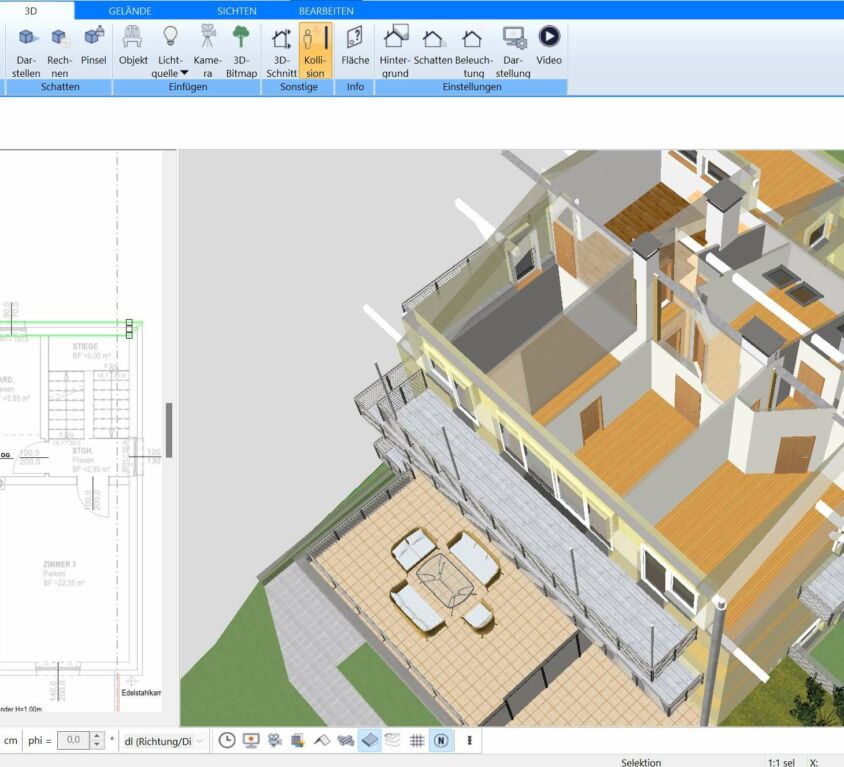 Mit dem Plan7Architekt lässt sich der Innenausbau virtuell planen