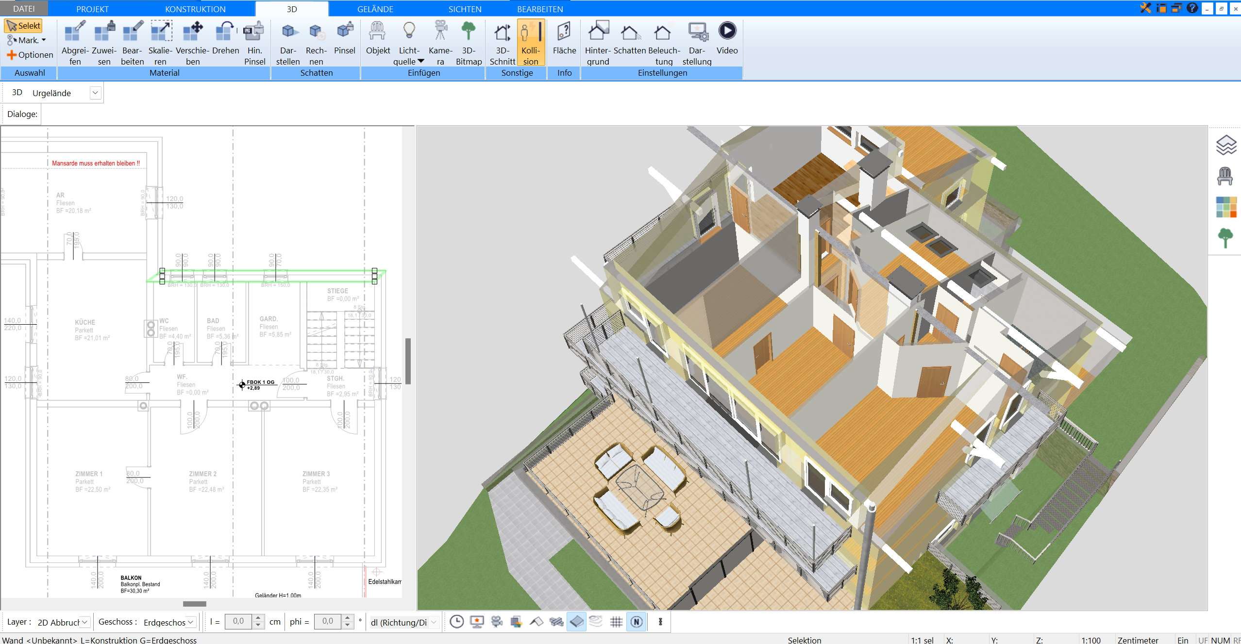 Mit dem Plan7Architekt lässt sich der Innenausbau virtuell planen