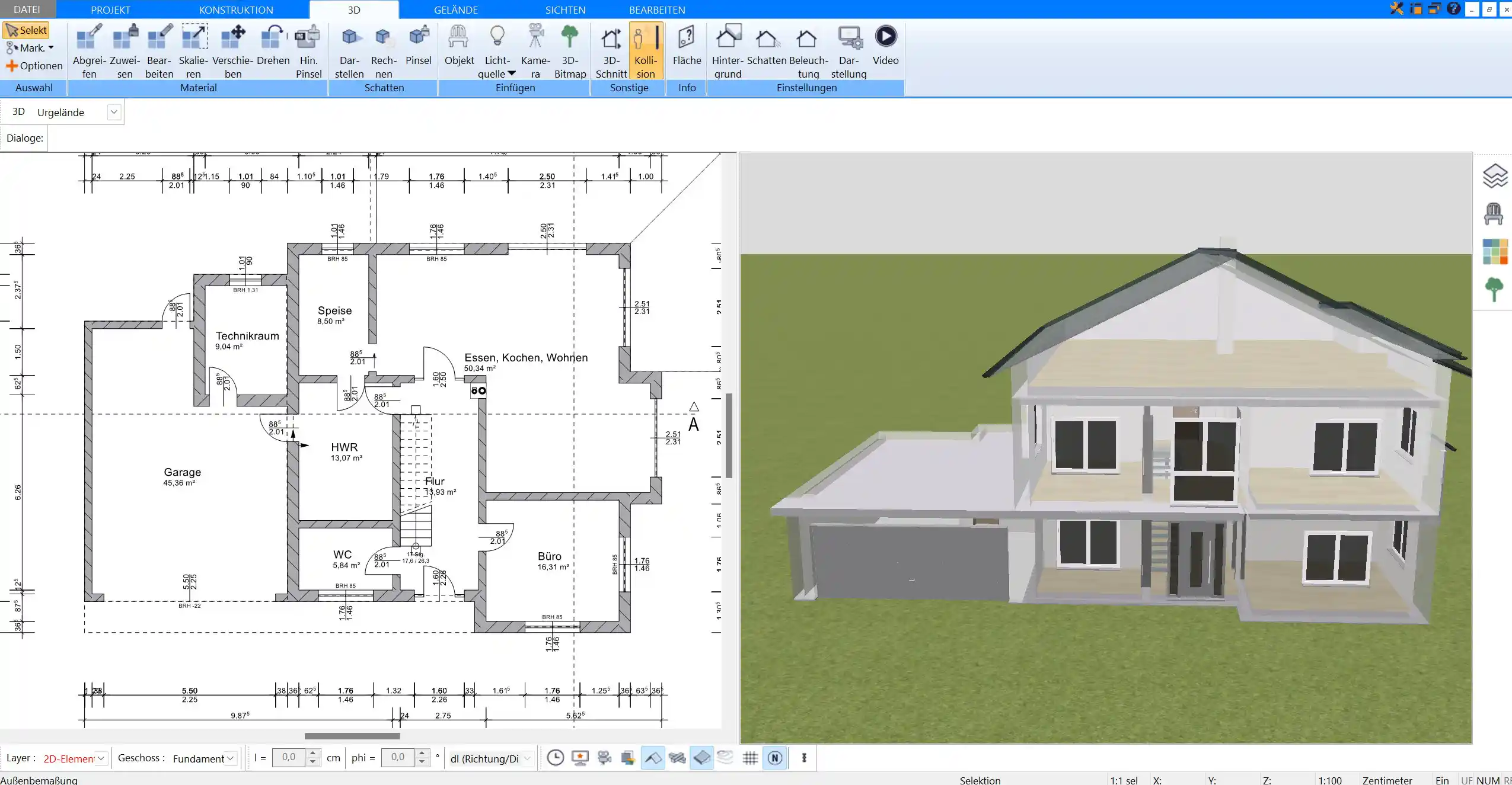 Mit dem Plan7Architekt lässt sich ein Einfamilienhaus von Grund auf virtuell planen