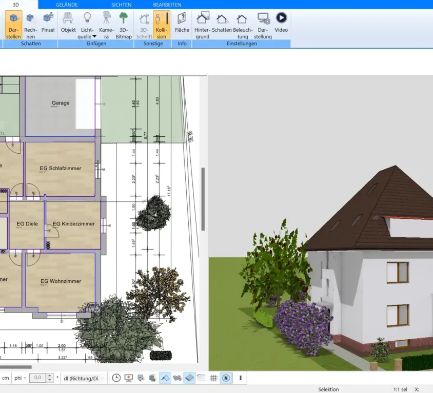 Mit dem Plan7Architekt lassen sich Vorarbeiten und Vorplanungen für die Zusammenarbeit mit dem Architekt leisten