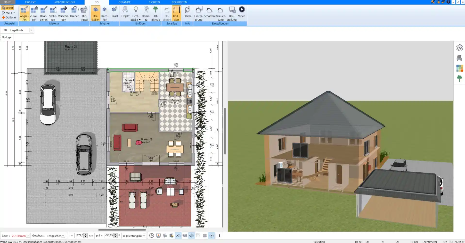 Walmdach im Plan7Architekt