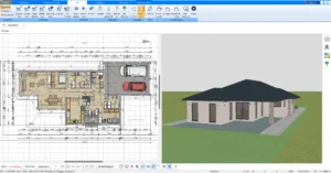 3D-Grundriss einer Terrassenüberdachung in der Plan7Architekt-Software