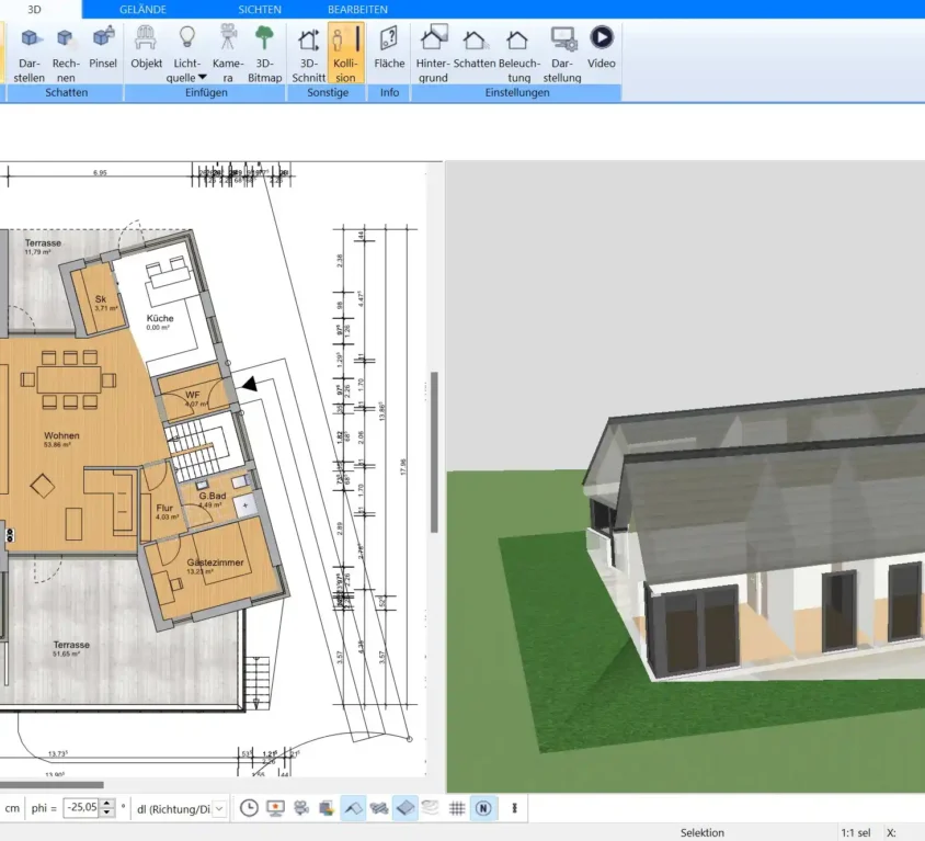 Beispielhafter Grundriss für ein Einfamilienhaus – professionelle Planung mit Plan7Architekt.