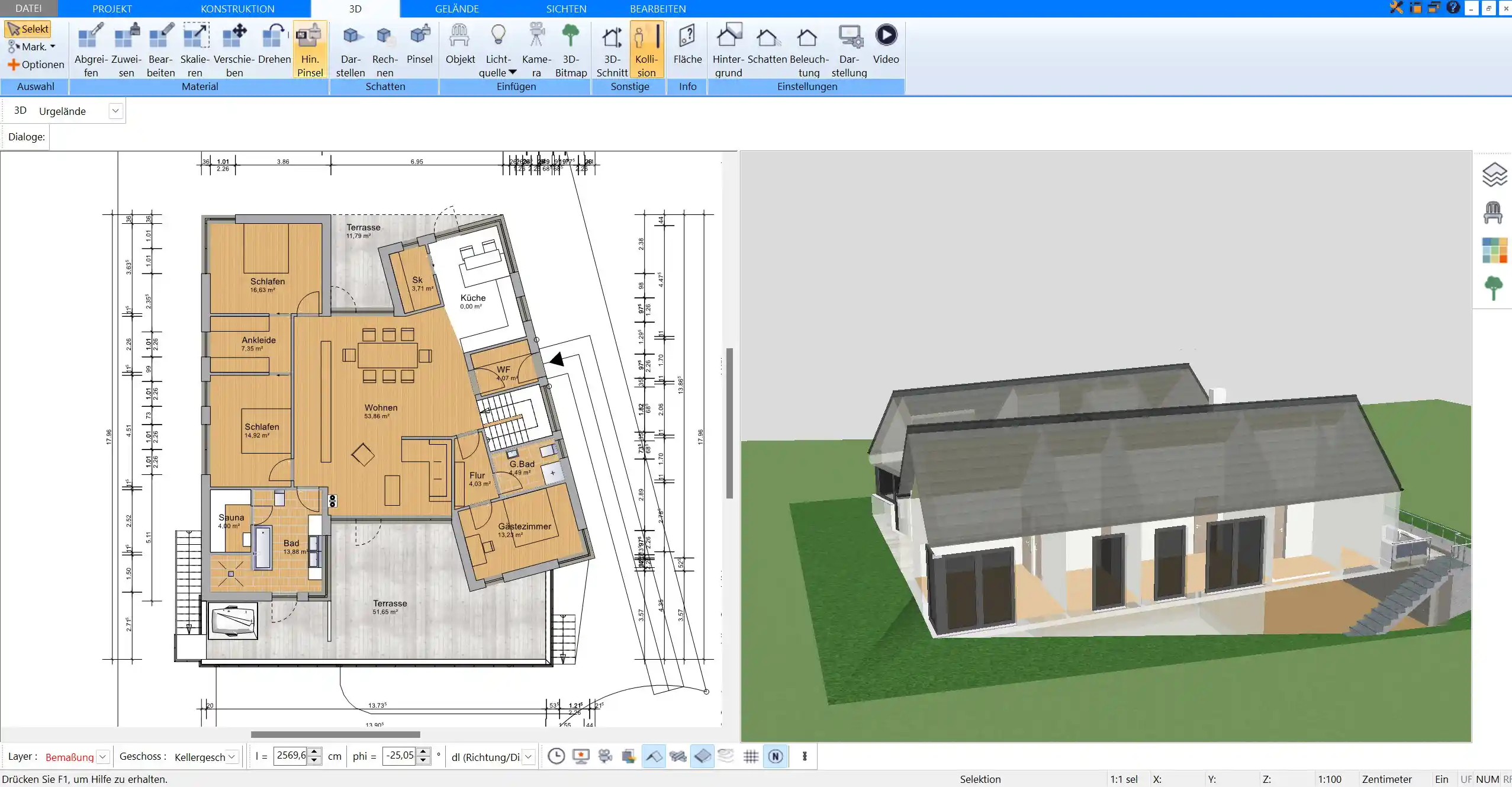 Beispielhafter Grundriss für ein Einfamilienhaus – professionelle Planung mit Plan7Architekt.