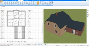 Ein Schornstein wird im Plan7Architekt präzise im 2D-Grundriss platziert, um eine klare Übersicht über das Bauprojekt zu gewährleisten.