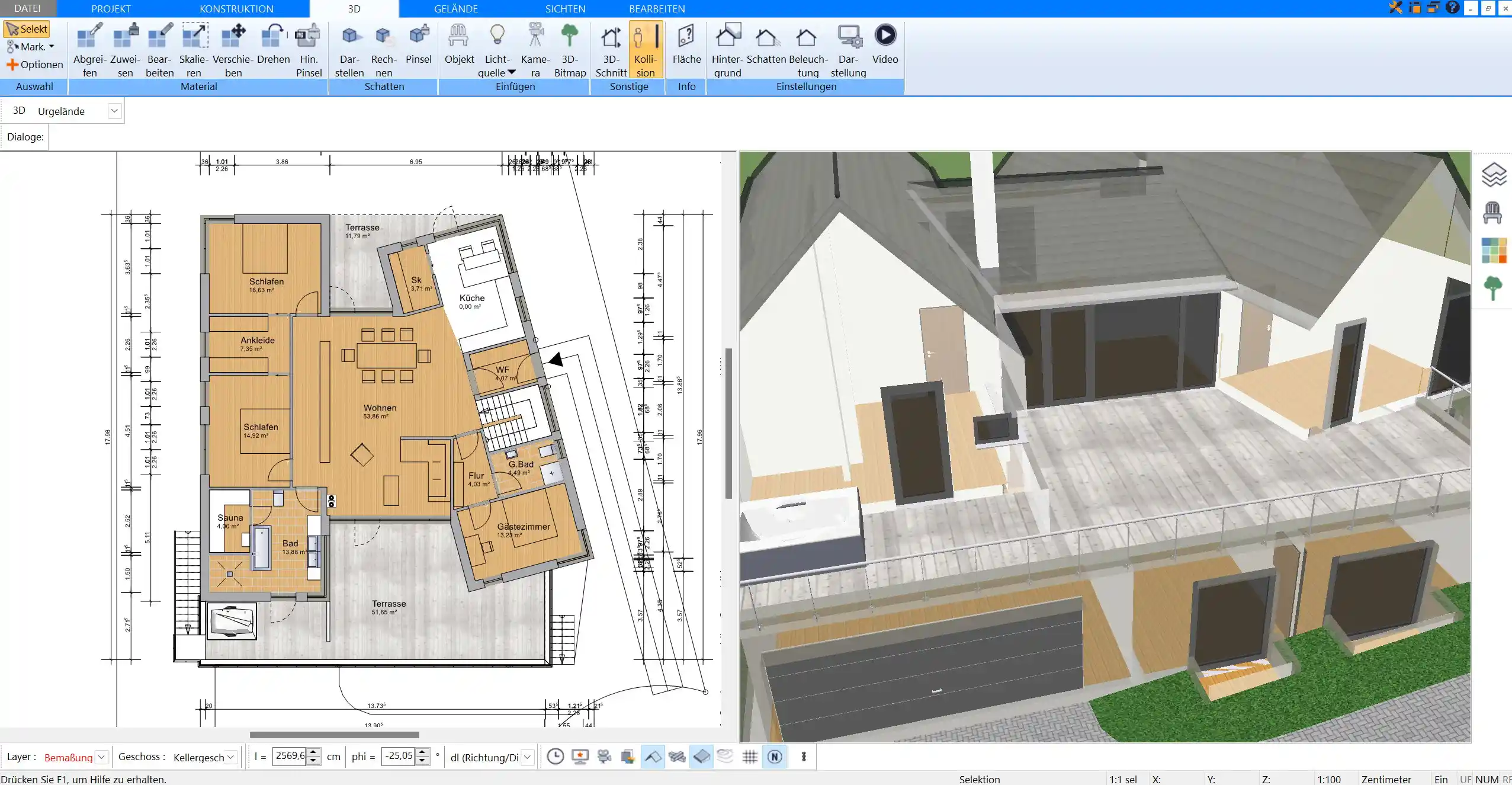 Erstellung eines 2D-Grundrisses mit Plan7Architekt Präzise Planung für jedes Bauprojekt.