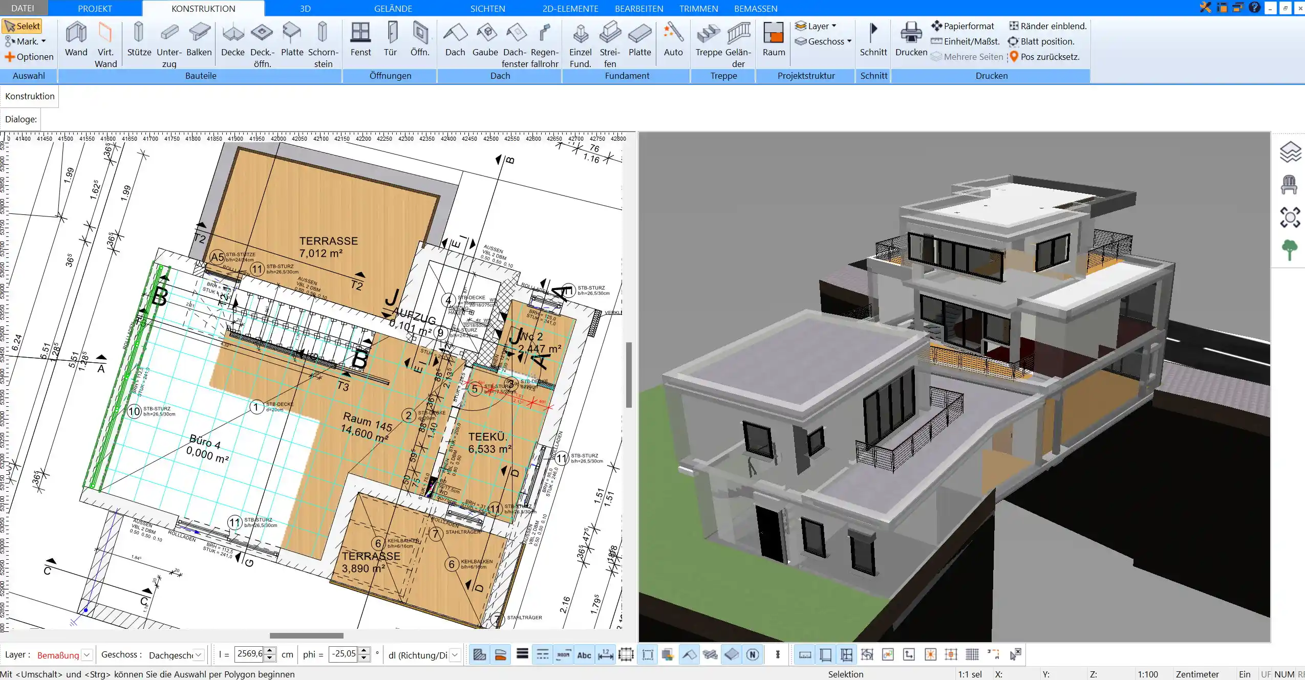 Funktionsvergleich Plan7Architekt bietet mehr professionelle Tools für größere Bauprojekte im Vergleich zu Ashampoo 3D CAD Architecture