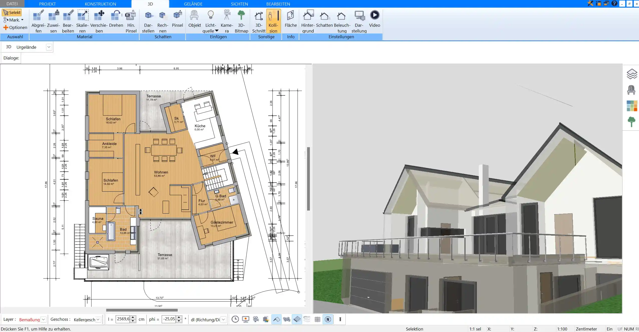 Mit Plan7Architekt erstelltes 3D-Hausmodell – realistische Visualisierung für Ihre Bauplanung