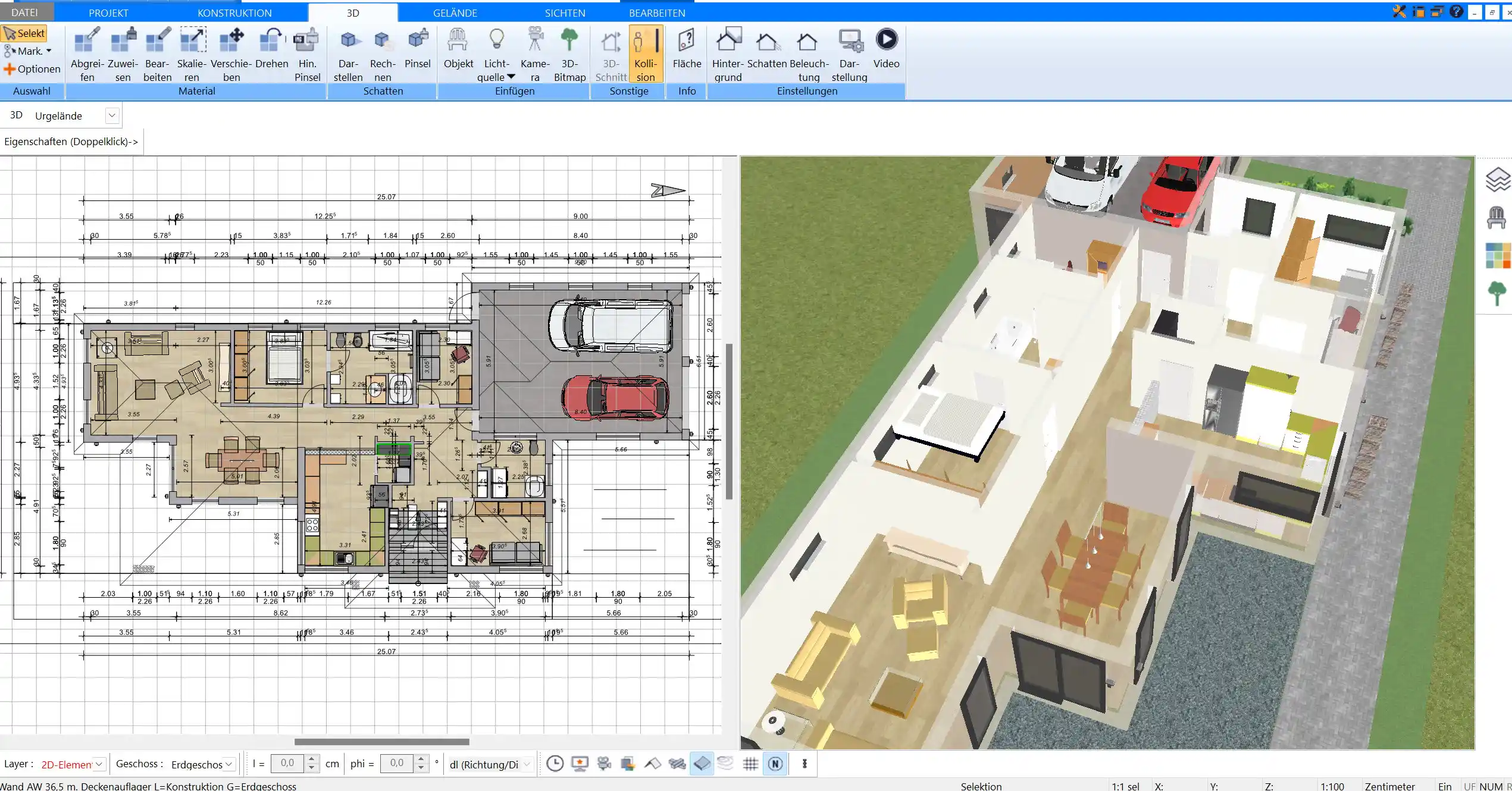 Vergleich von Materialoptionen (Holz, Aluminium, Glas) für Terrassenüberdachungen in der Software