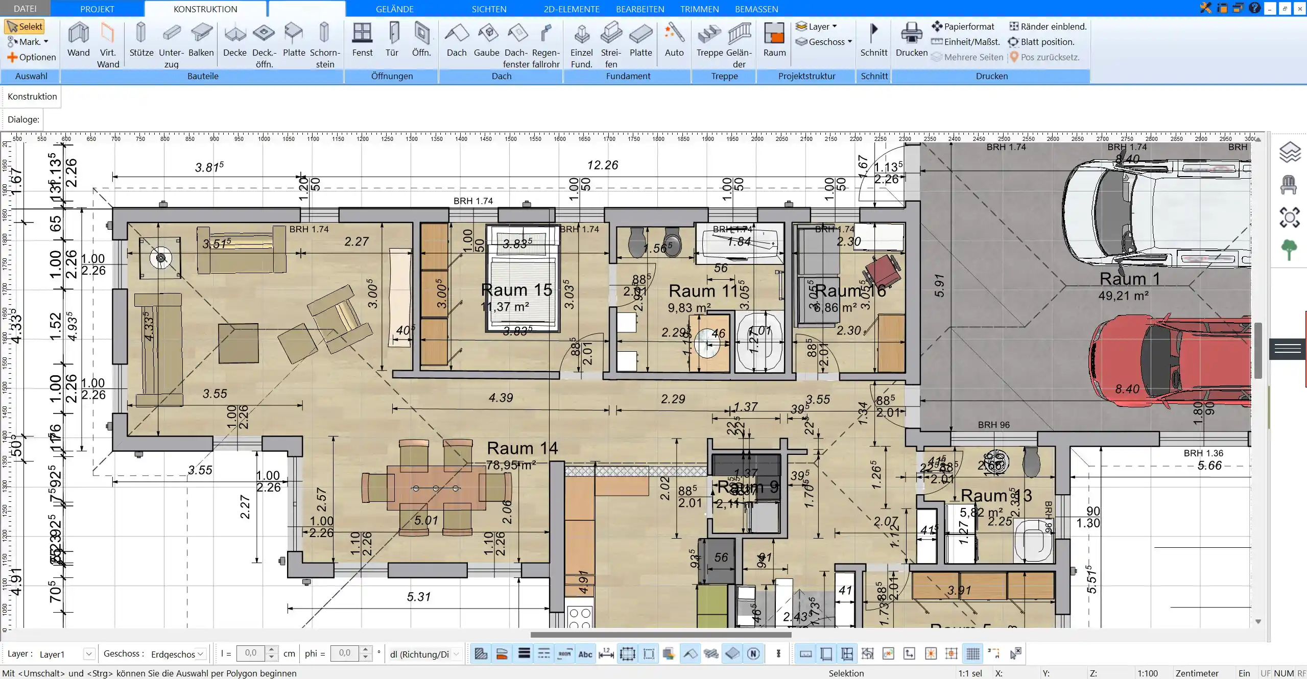 2D-Grundriss-Erstellung – Planung und Zeichnen des Büros in einer klaren 2D-Ansicht