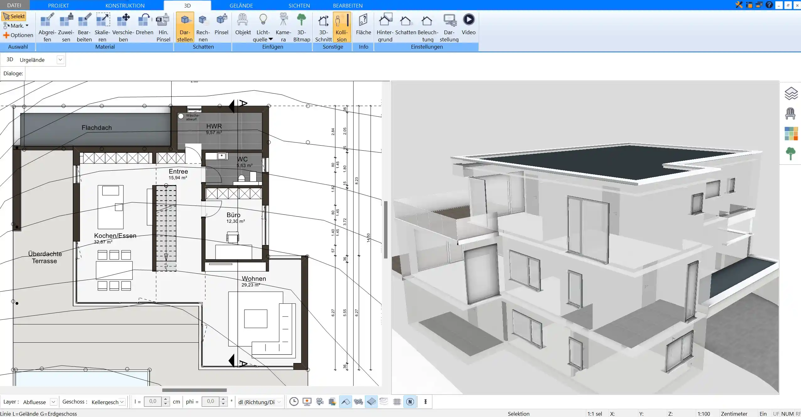 3D-Ansicht im Plan7Architekt So wirkt der Grundriss im realen Maßstab