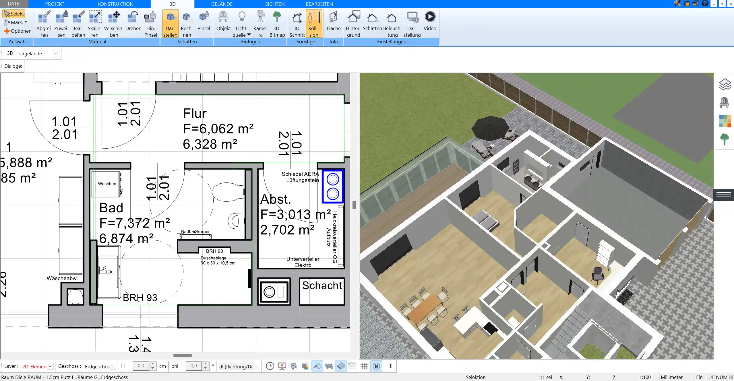 3D-Visualisierung eines Wohnzimmers – So können Sie Ihr Zimmer in realistischer 3D-Ansicht betrachten