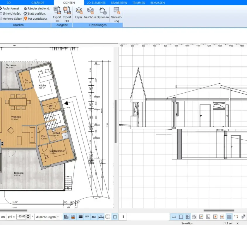 Bauplan-Erstellung mit Plan7Architekt Visualisieren Sie Ihre Baupläne in 2D und 3D, um alle Details Ihres Projekts präzise zu planen