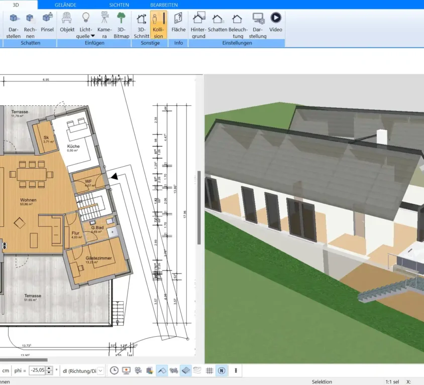 Bearbeitete Grundrisse können aus verschiedenen Formaten wie DXF, DWG, Bilddateien oder PDF importiert und direkt bearbeitet werden