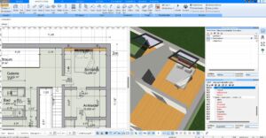 Beispiel eines Schlafzimmer-Grundrisses mit strategisch platzierten Möbeln und Fenstern im Plan7Architekt