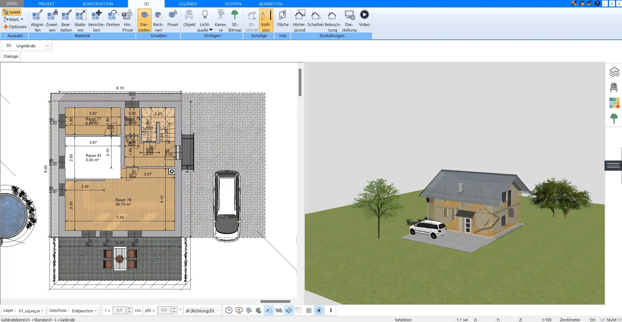 Das geplante Haus in der 3D-Ansicht – So wirkt der Grundriss im realistischen Raumgefühl.