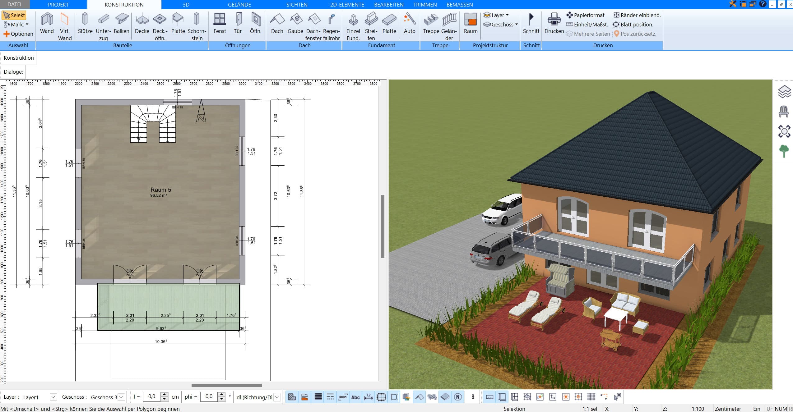 Der Balkon in der 3D-Ansicht: Realistische Vorschau des geplanten Designs