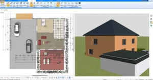 Detaillierte 2D-Ansicht des Grundrisses – Wände, Türen und Fenster mit wenigen Klicks zeichnen