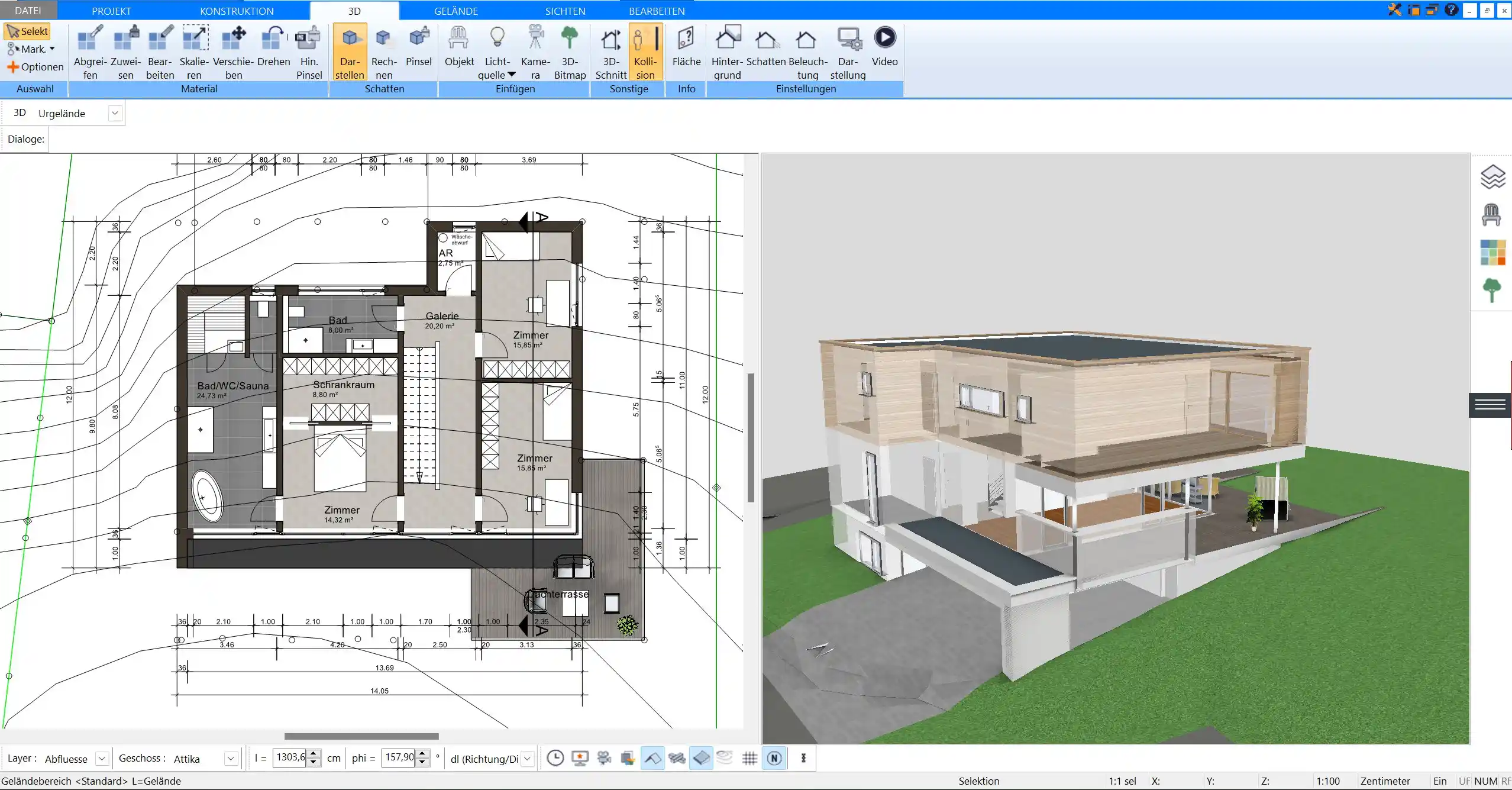 Detaillierte 2D-Planung mit der Plan7Architekt Software Raumaufteilung präzise festlegen