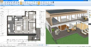 Die 3D-Ansicht im Plan7Architekt ermöglicht es, den Grundriss realistisch zu betrachten und anzupassen