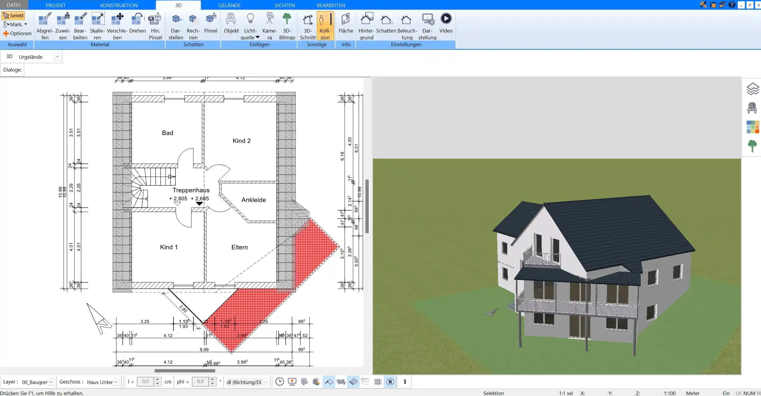 Die 3D-Vorschau im Plan7Architekt ermöglicht Ihnen eine realistische Darstellung Ihres Hauses, sodass Sie bereits vor Baubeginn den finalen Look begutachten können