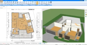 Ein gescannter Papiergrundriss, der als Vorlage im Plan7Architekt verwendet wird. Durch einfaches Nachzeichnen entsteht ein digitaler Grundriss, der in 3D visualisiert werden kann.