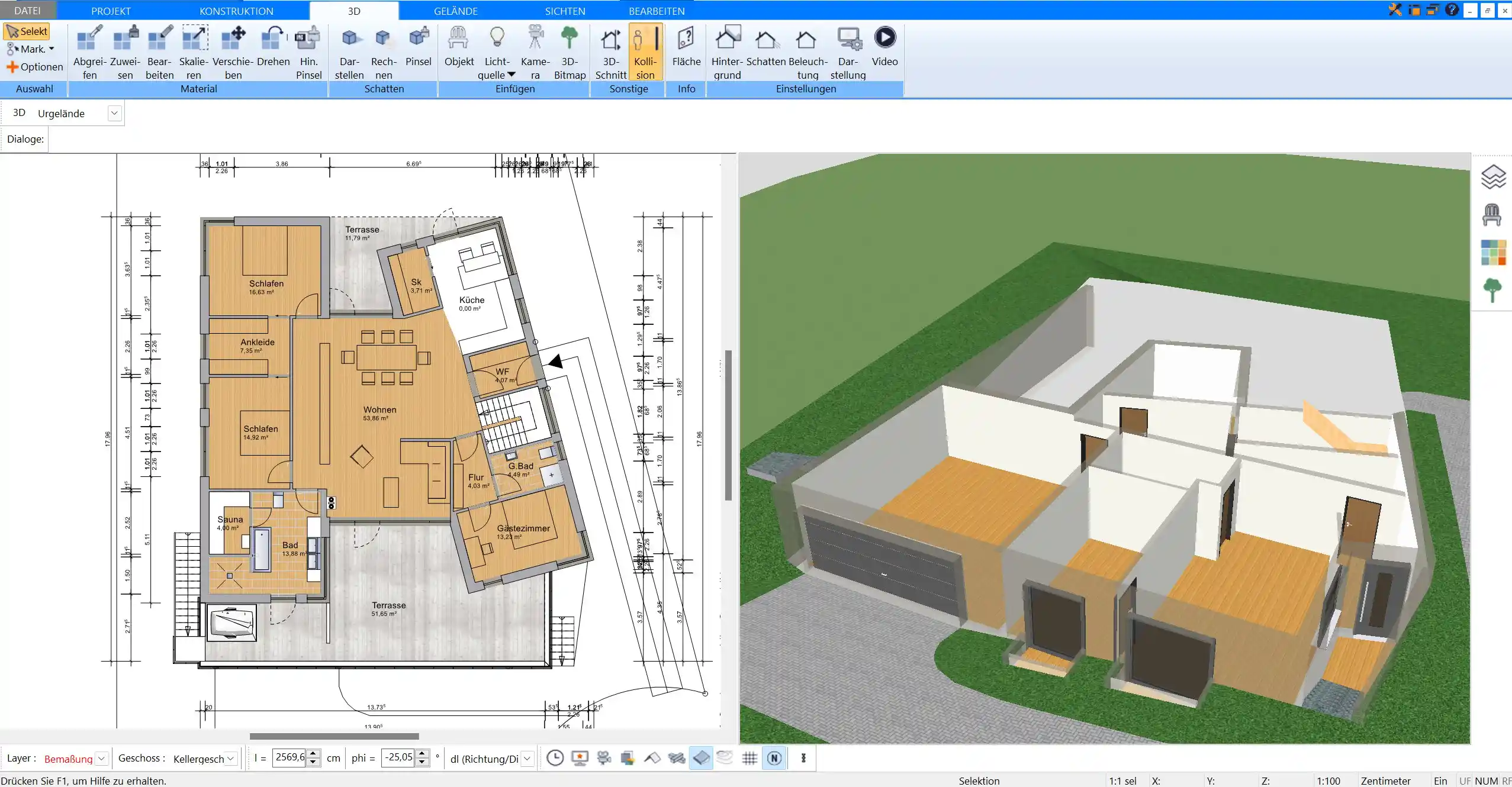 Ein gescannter Papiergrundriss, der als Vorlage im Plan7Architekt verwendet wird. Durch einfaches Nachzeichnen entsteht ein digitaler Grundriss, der in 3D visualisiert werden kann.