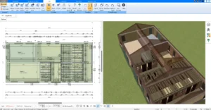 Eine detaillierte 2D-Darstellung des Jungviehstall-Grundrisses, erstellt mit der Plan7Architekt-Software. Hier werden die Tierbereiche, Laufwege und Futterstationen sichtbar