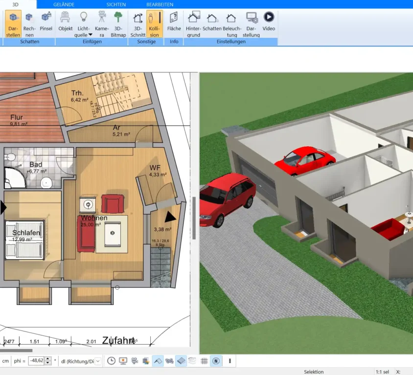 Erstellen Sie Ihren individuellen Grundriss mit der intuitiven Benutzeroberfläche des Plan7Architekt – einfach Wände zeichnen und Räume anlegen