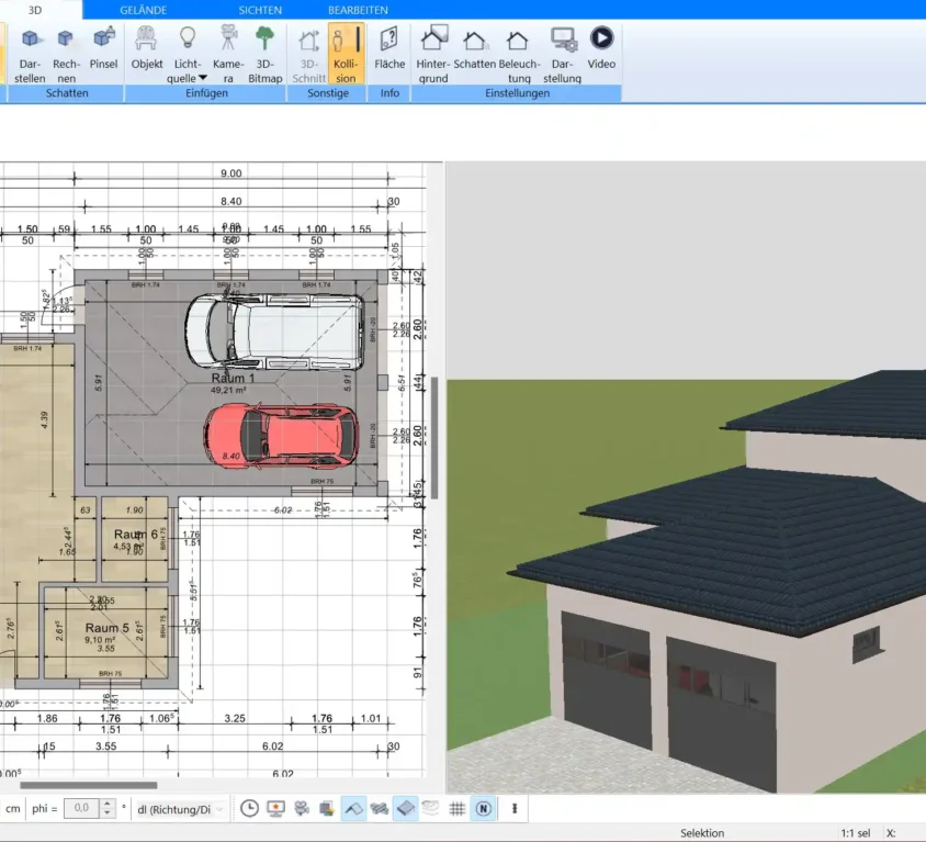 Erstellen Sie präzise 2D-Grundrisse mit der einfachen Drag-and-Drop-Funktion von Plan7Architekt