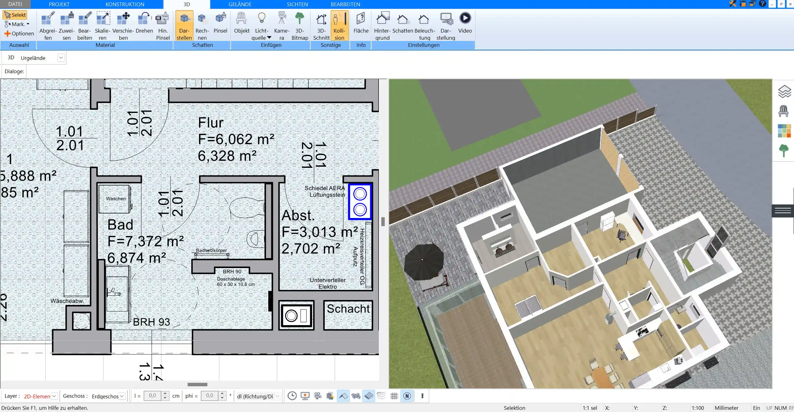 Erstellen des Grundrisses in 2D mit Plan7Architekt