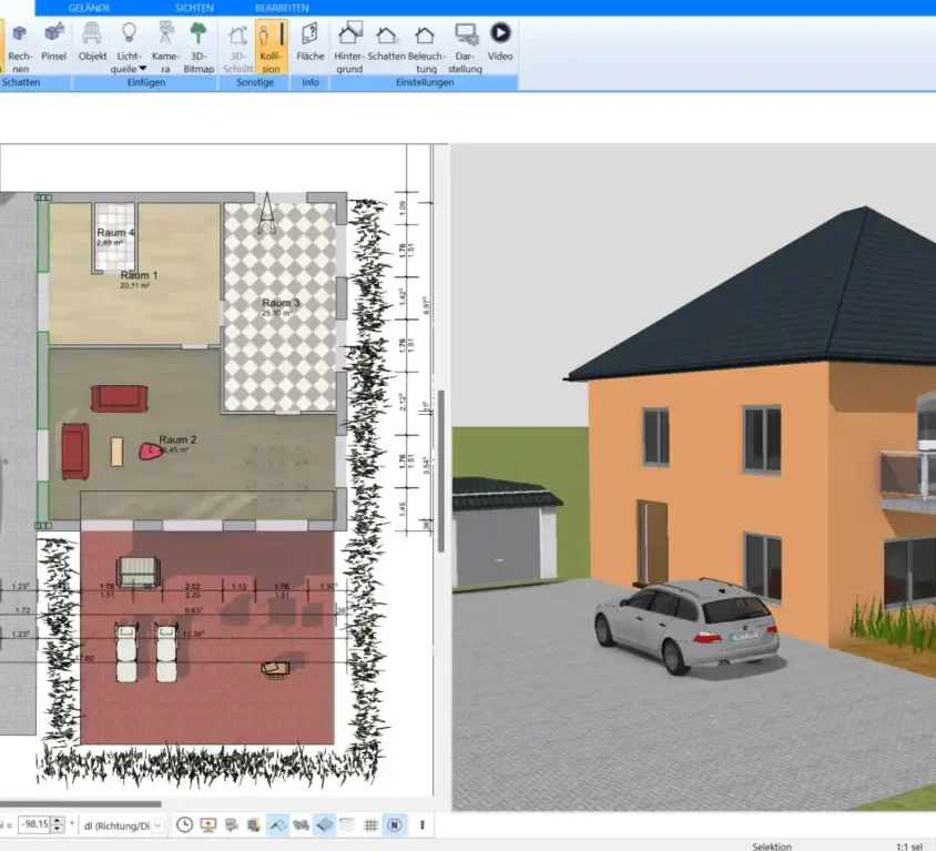 Erstellung des 2D-Grundrisses im Plan7Architekt