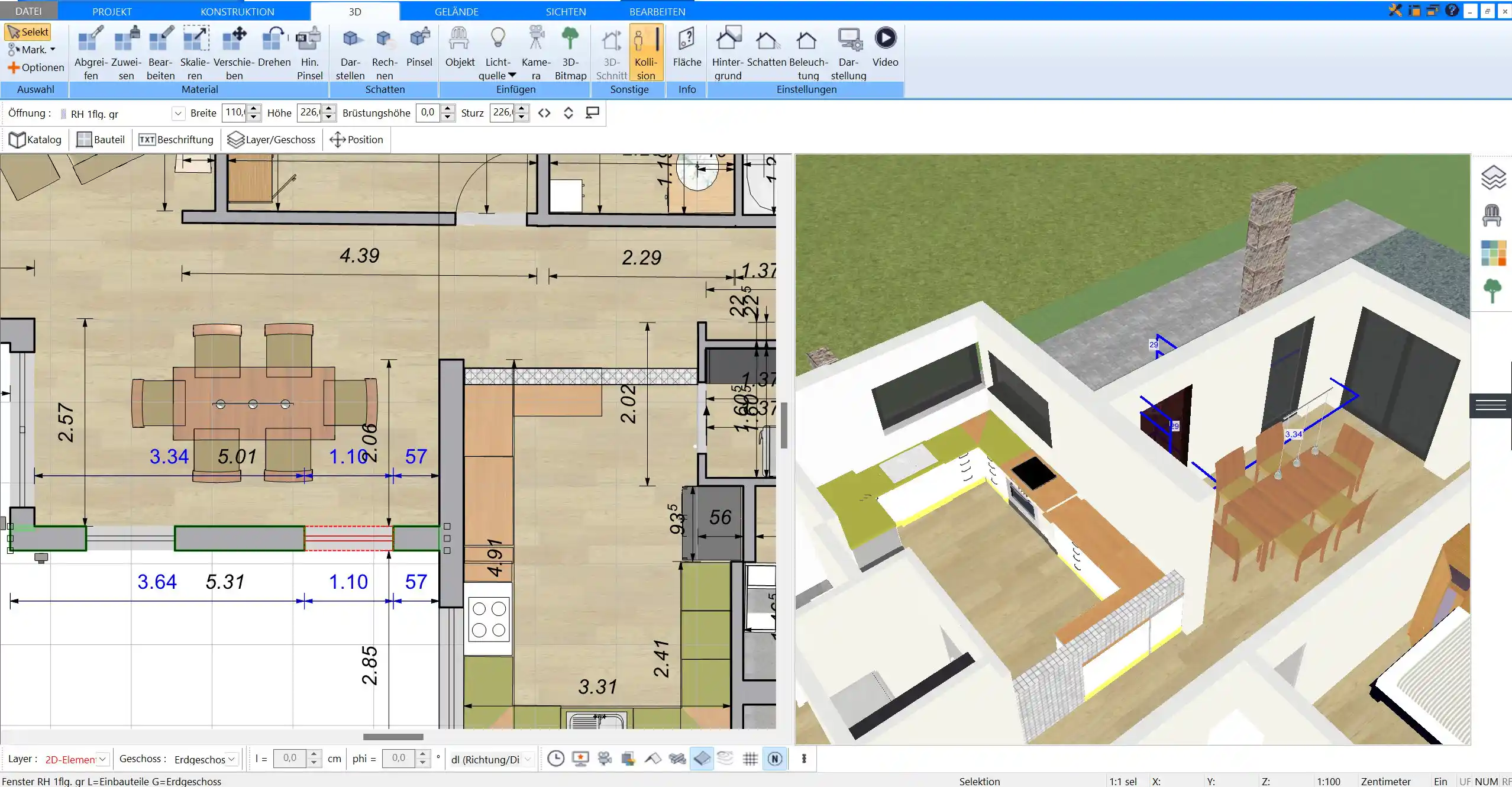 Fenster und Türen im Grundriss platzieren – Einfach mit Plan7Architekt