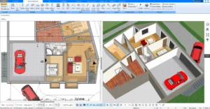 Grundriss-Ansicht im Plan7Architekt Einfache Raumplanung in der 2D-Darstellung