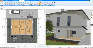 Grundriss-Ansicht im Plan7Architekt Einfache Raumplanung in der 2D-Darstellung