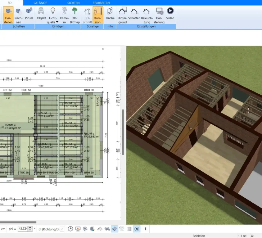 In der 3D-Ansicht können Sie sich bereits vor dem Bau einen realistischen Eindruck des fertigen Stalls verschaffen und mögliche Anpassungen vornehmen