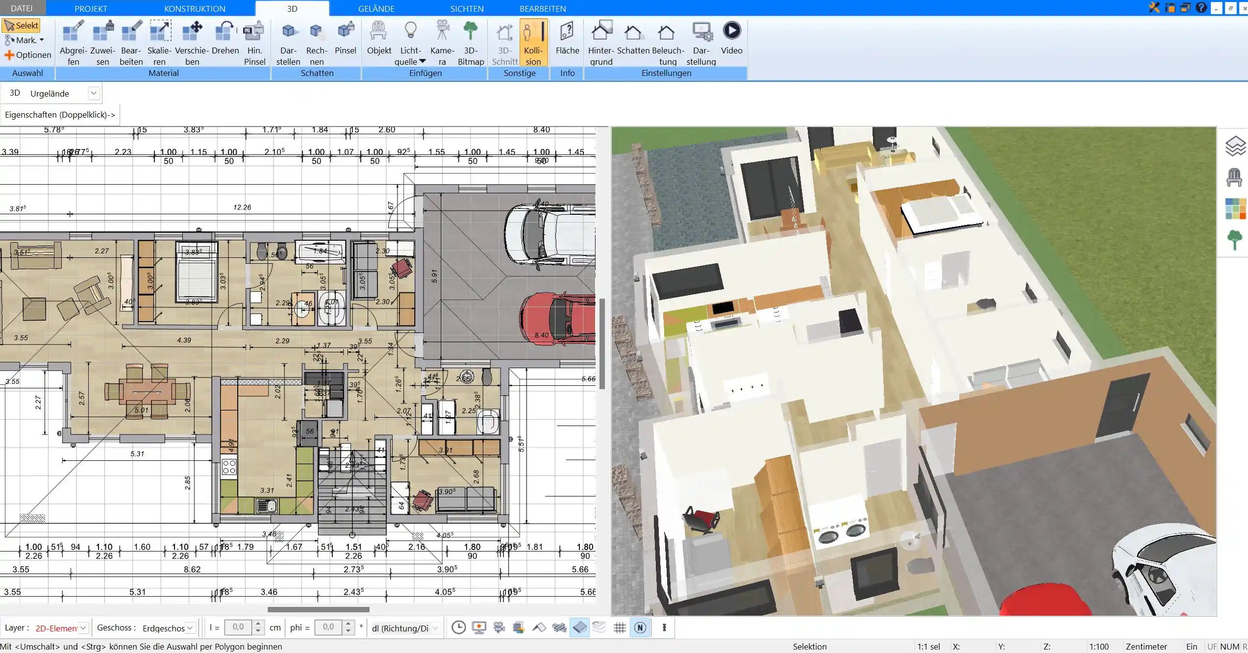 Materialien und Farben anpassen Die Plan7Architekt Software bietet eine breite Palette an realistischen Optionen