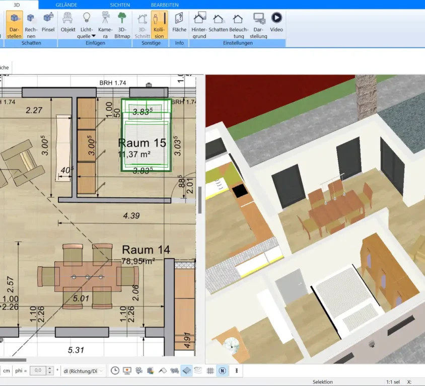 Mit Plan7Architekt erstellen Sie den Grundriss Ihrer Ferienwohnung schnell und unkompliziert in 2D – ideal für eine klare Raumaufteilung