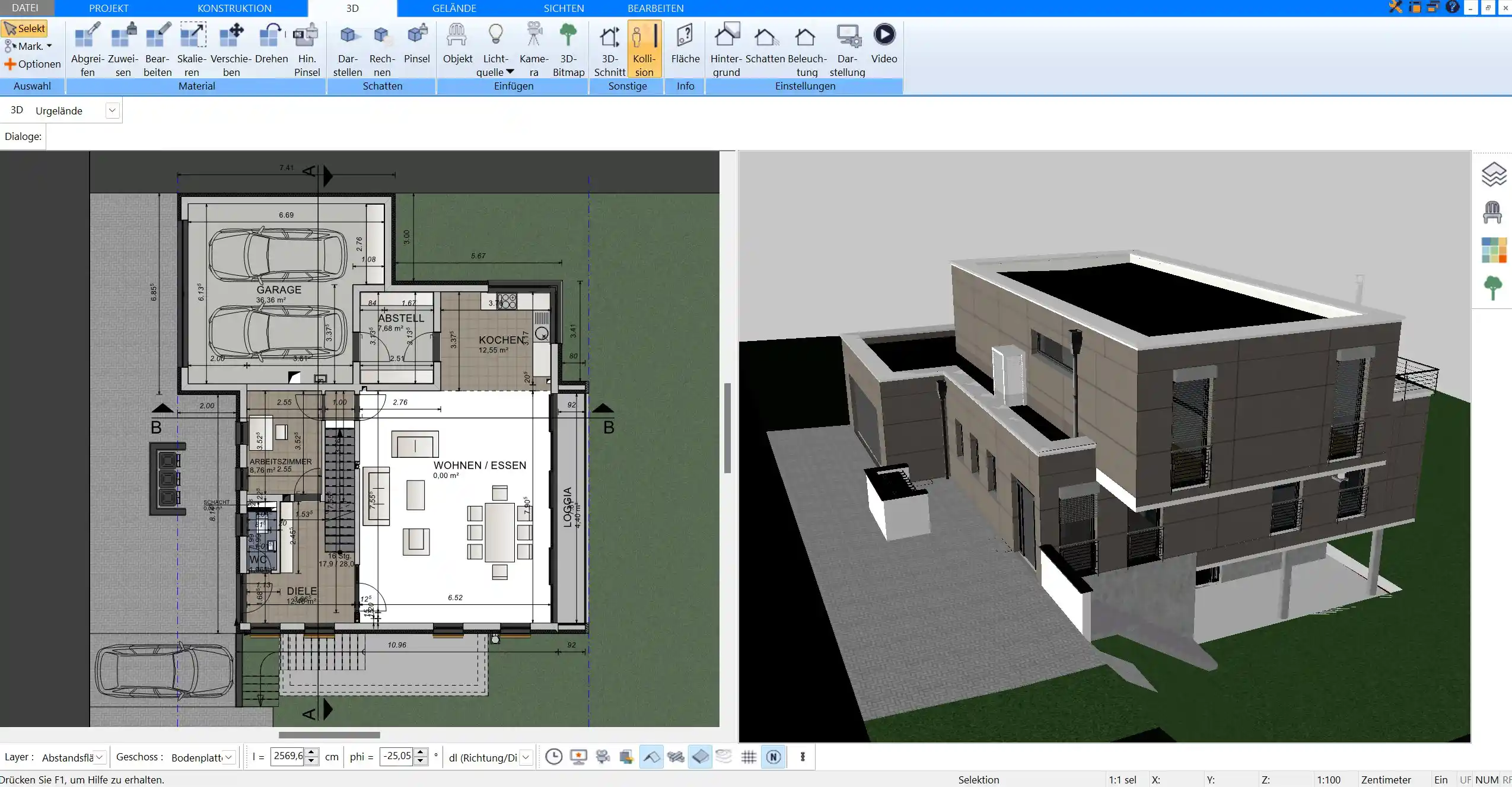 Mit der 3D-Ansicht in Plan7Architekt können Sie Ihren Grundriss realistisch visualisieren und durch den Raum navigieren