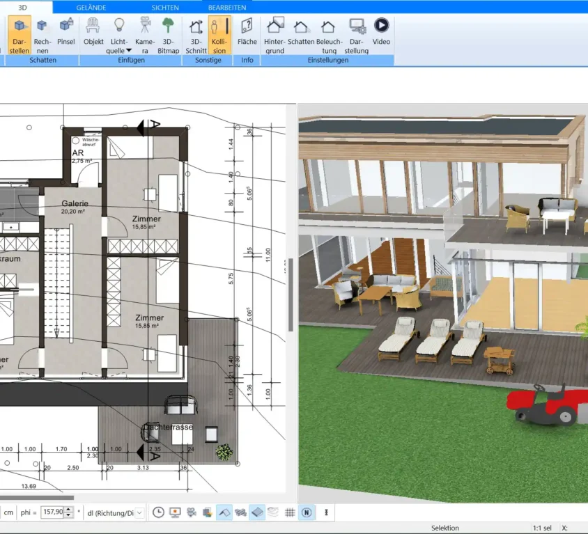 Plan7Architekt Detaillierte 2D-Grundrissplanung mit Baustandards