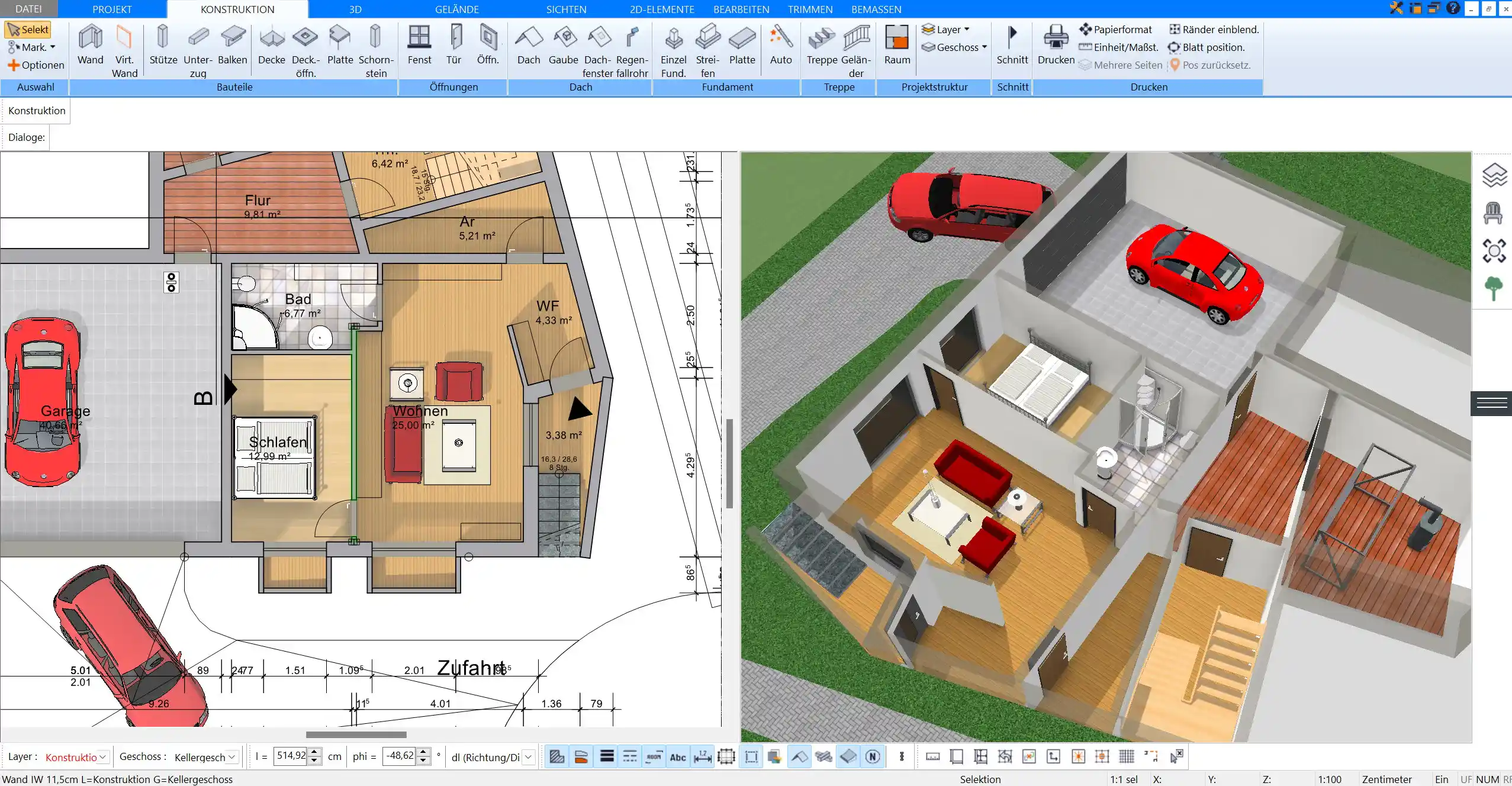 Plan7Architekt Realistische 3D-Visualisierung des geplanten Raumes