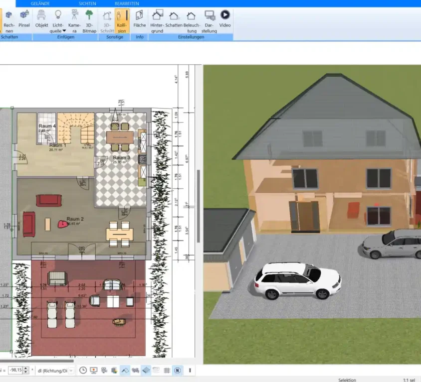 Plan7Architekt ermöglicht präzise und detaillierte Grundrissplanungen, ideal für größere Bauprojekte