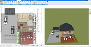 Plan7Architekt in Aktion Darstellung eines detaillierten 2D-Grundrisses für ein Wohnhaus