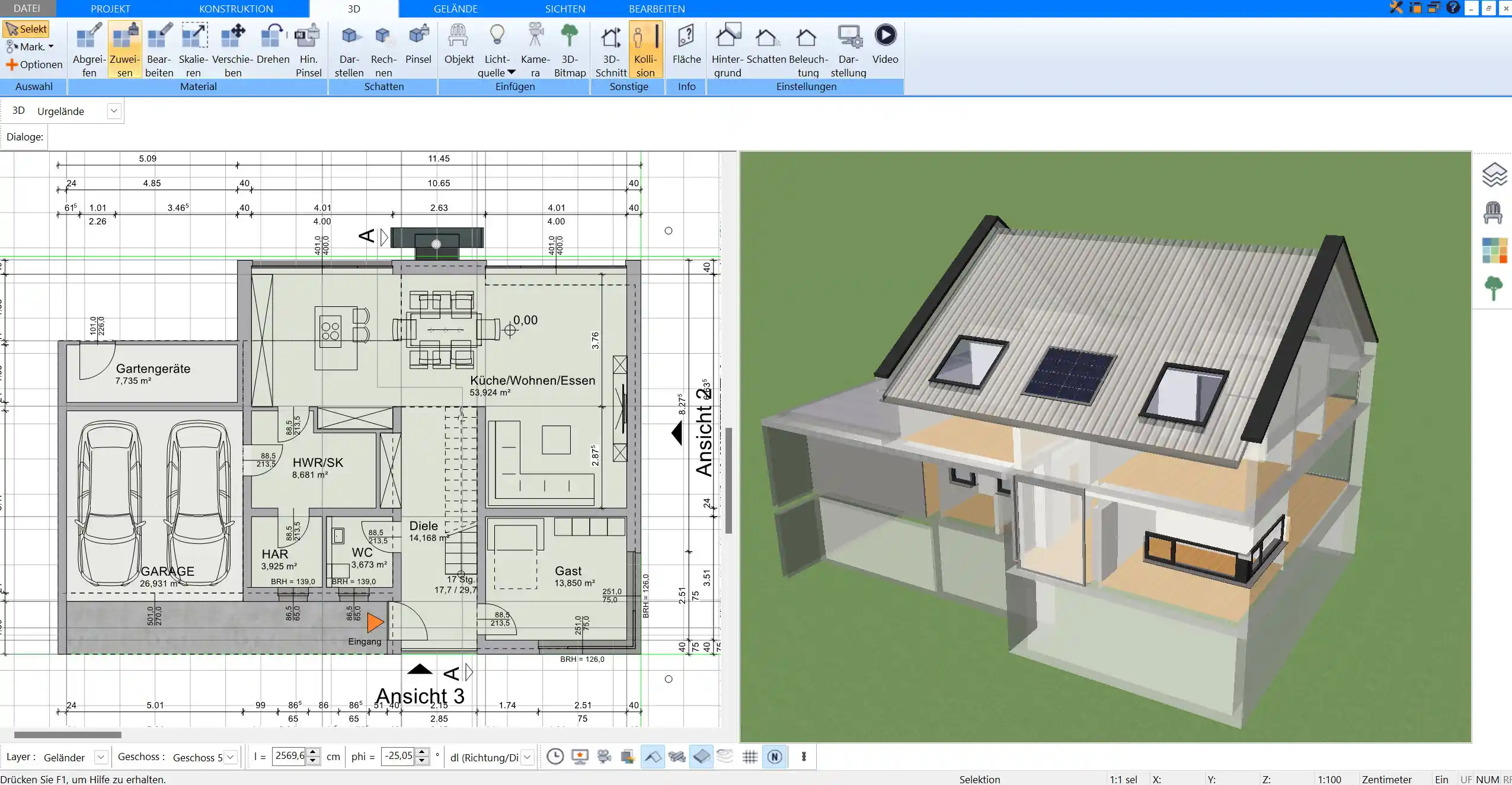 Positionieren und bemaßen Sie Fenster und Türen präzise im Grundriss mit wenigen Klicks in Plan7Architekt